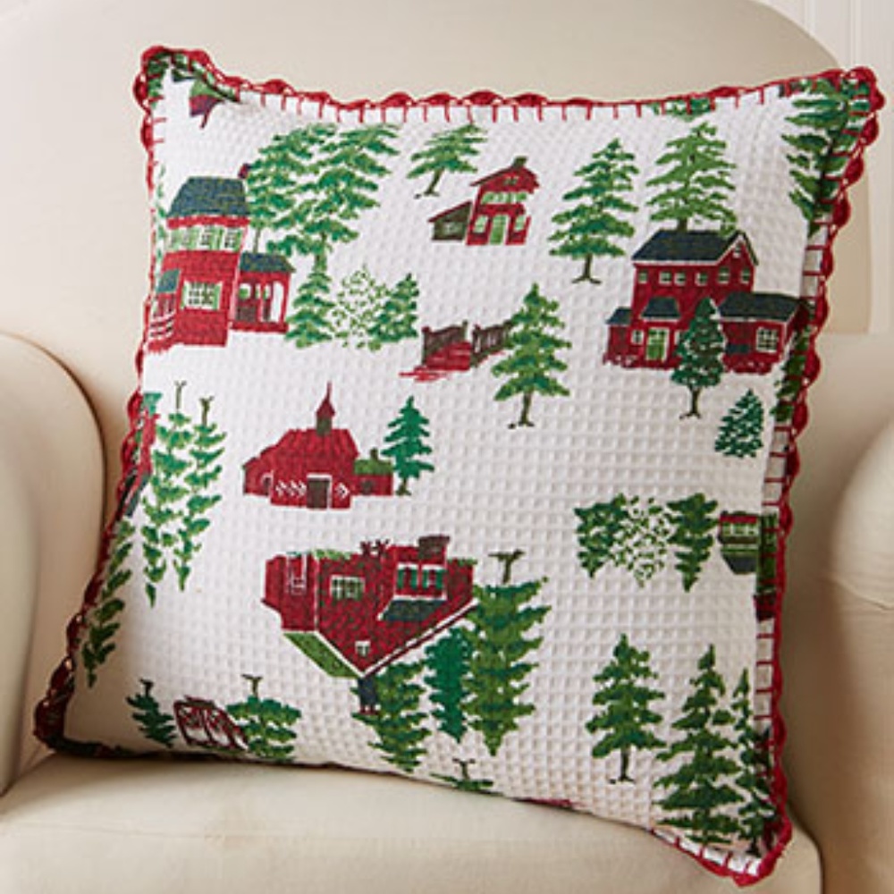 April Cornell Christmas Village Cushion Cover NWT